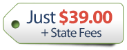 Just $39.00 + State Fees graphic